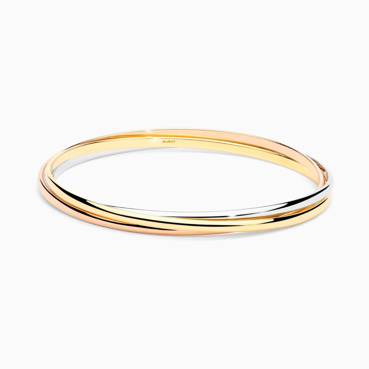 Pulsera rígida entrelazada de tres oros
