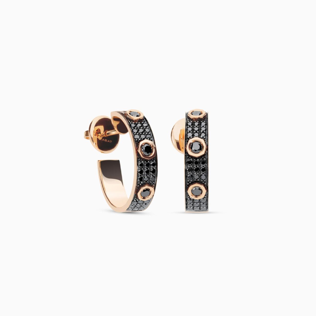 Rose gold earrings with black diamond´s pave