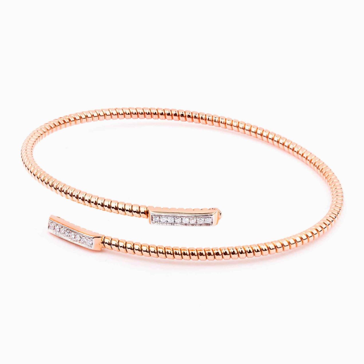 Pulsera esclava tubogas de oro rosa con diamantes