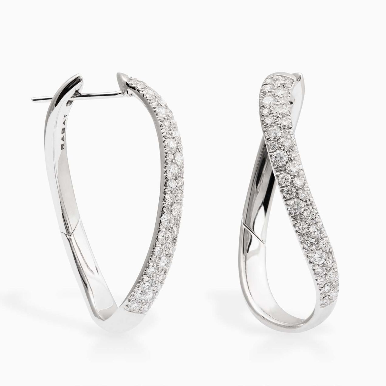 White gold hoop earrings with diamonds