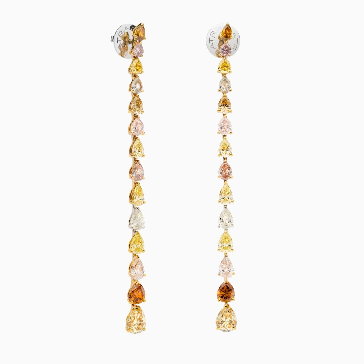 Pendientes de oro amarillo con diamantes multicolor