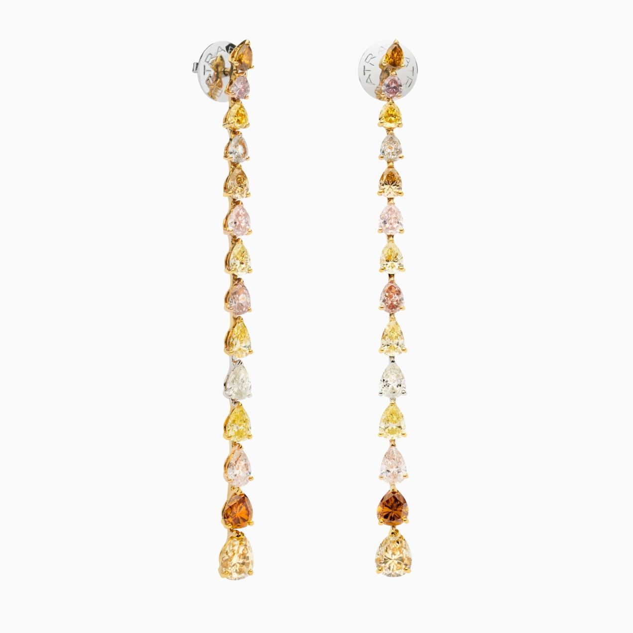 Pendientes de oro amarillo con diamantes multicolor