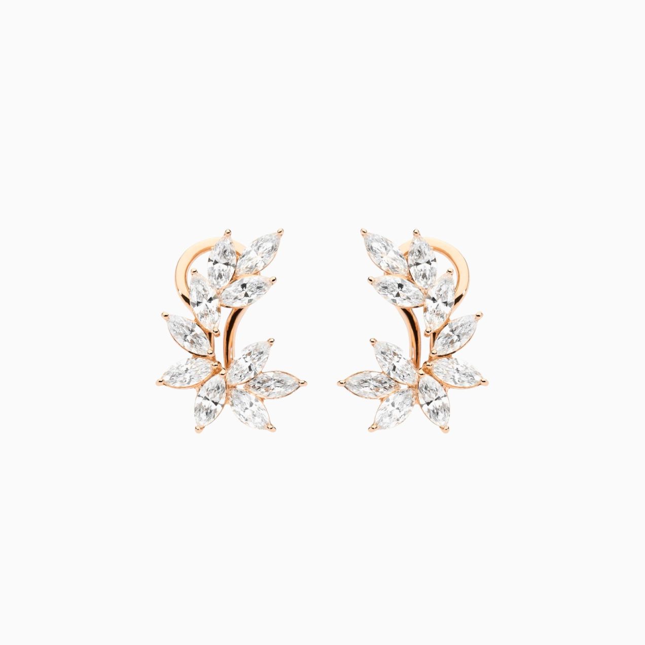 Rose gold earrings with diamonds