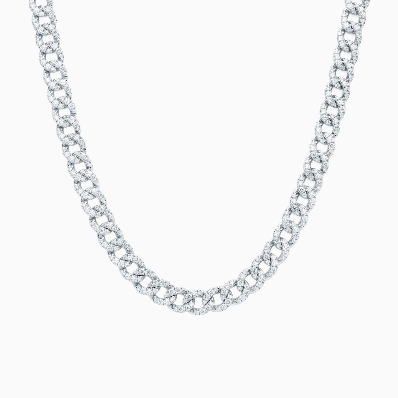 White gold link necklace with diamonds