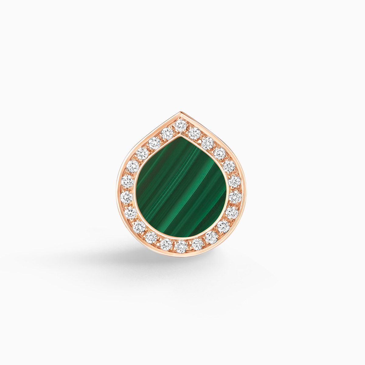Rose gold Repossi stud earring with a central malachite and diamond halo