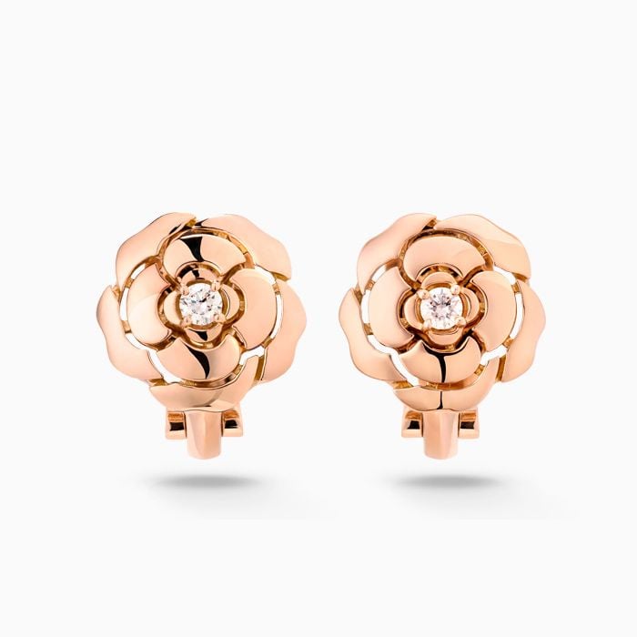 Pendientes CHANEL Extrait de Camelia de oro rosa con diamantes