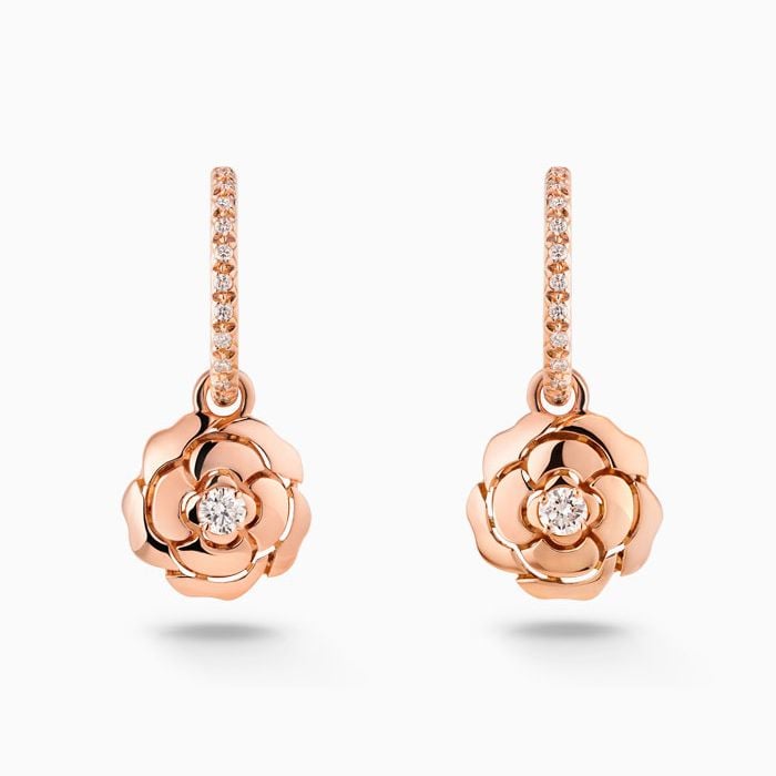 Pendientes CHANEL Extrait de Camelia de oro rosa con diamantes