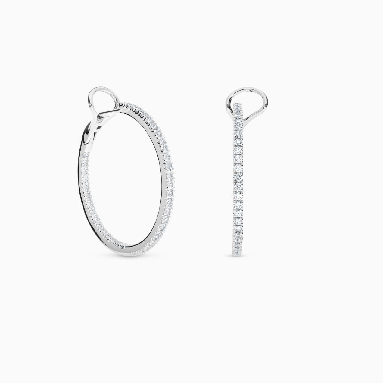 Pendientes de aro de oro blanco con diamantes