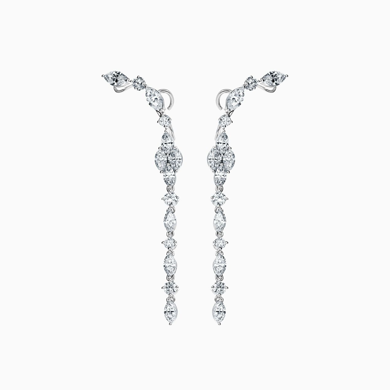 White gold earrings with multi-shaped diamonds