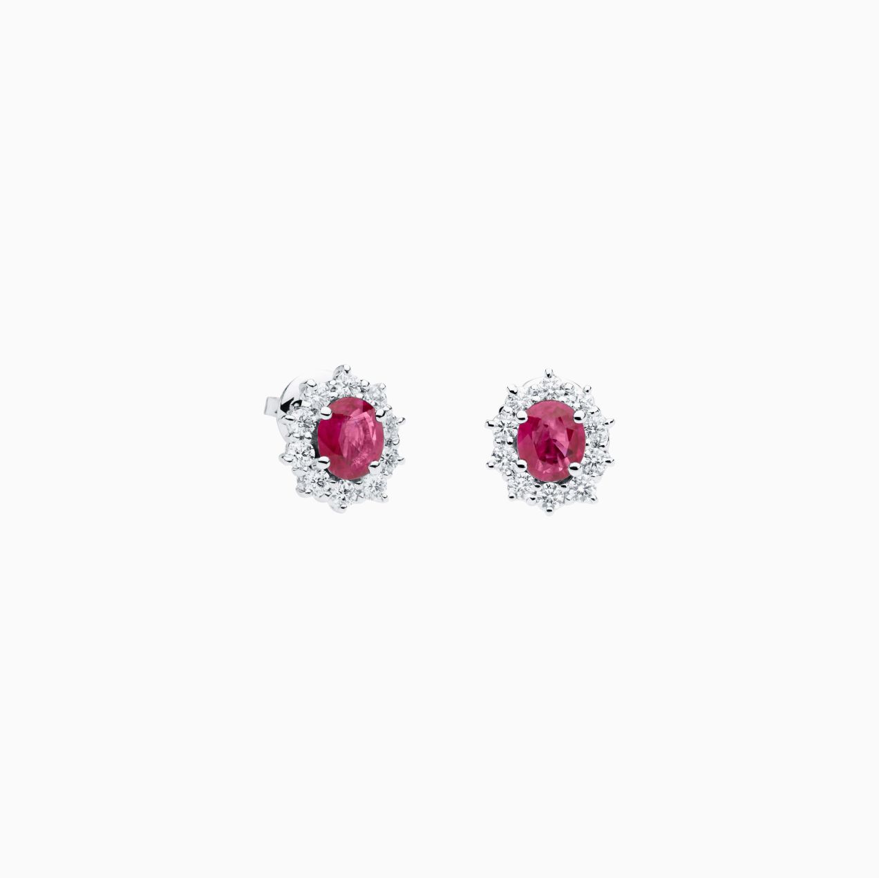 White gold earrings with ruby and diamonds