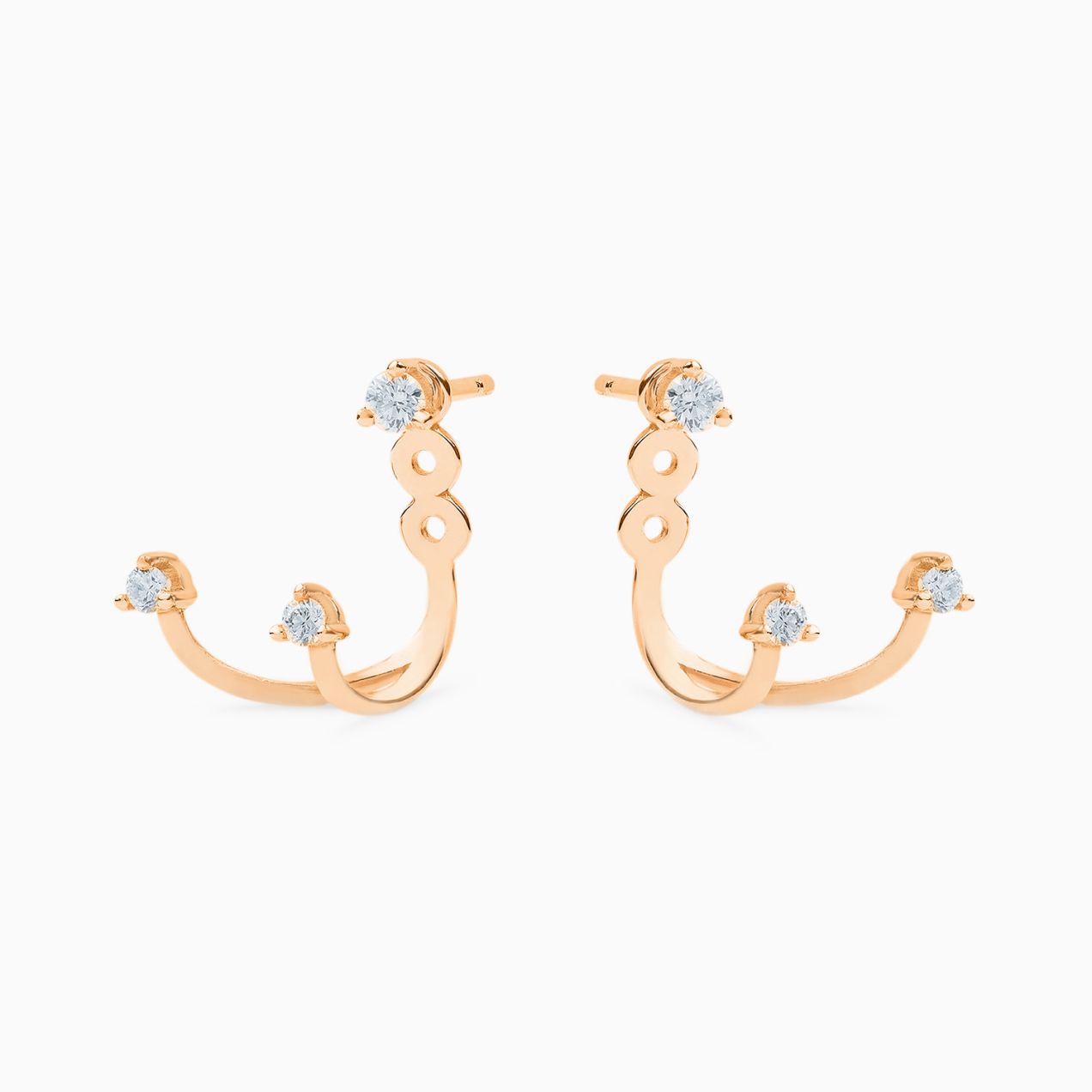 Rose gold arms earrings with diamonds