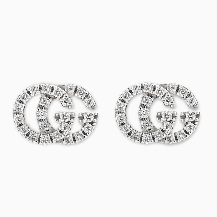 Gucci stud earrings in white gold with diamonds