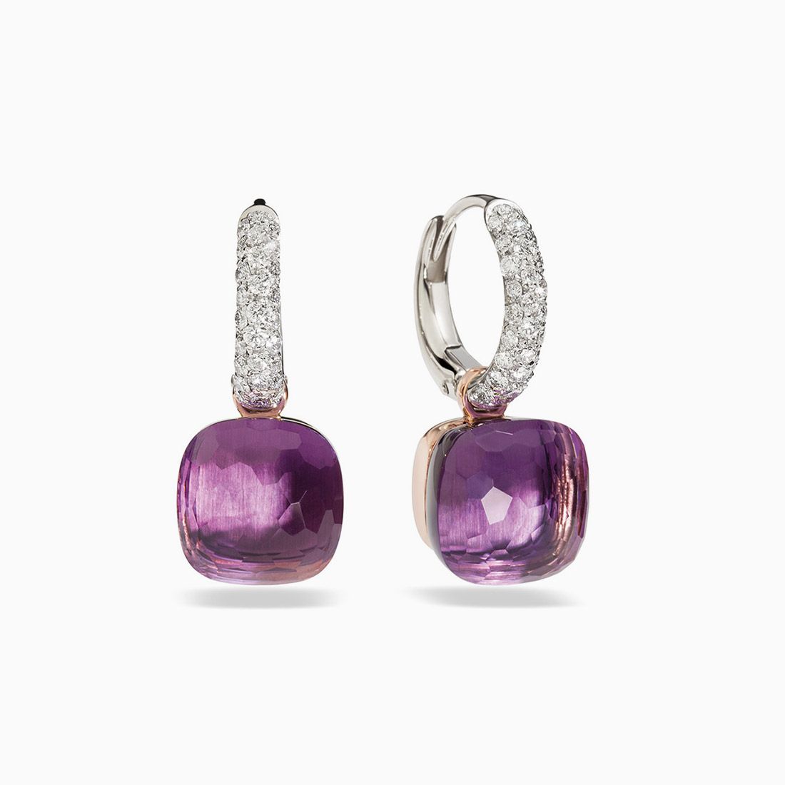 Pomellato Earrings with Amethysts and Diamonds 
