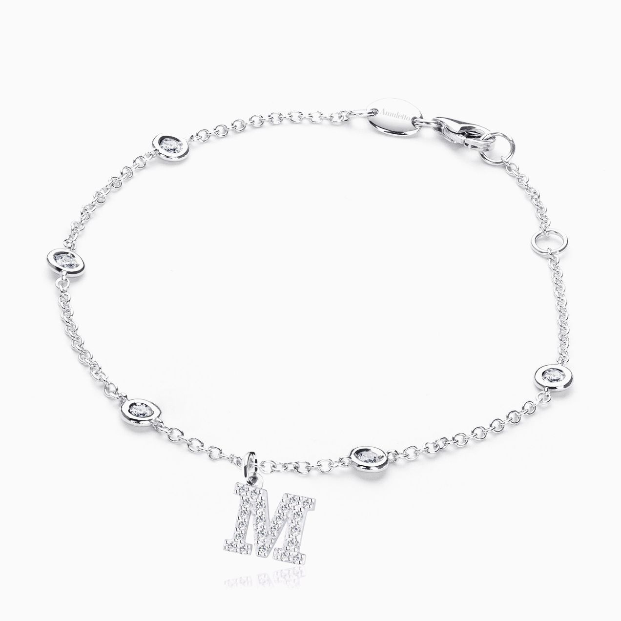 Letter M in Pave Setting with Diamonds Bracelet
