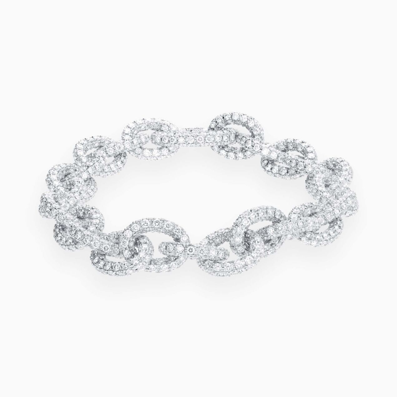 White gold link bracelet with diamonds paw