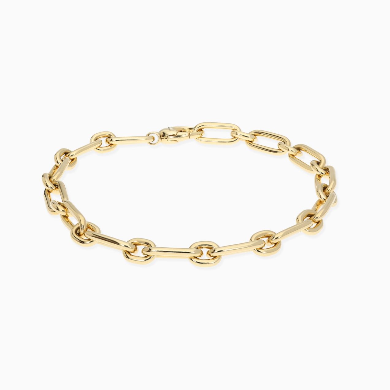 Pulsera de eslabones ovalados y rectangulares de oro amarillo