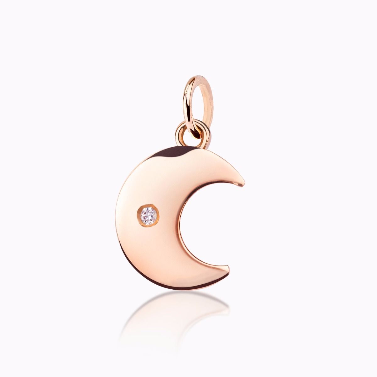 Pulsera de hilo con charm con forma luna de oro rosa