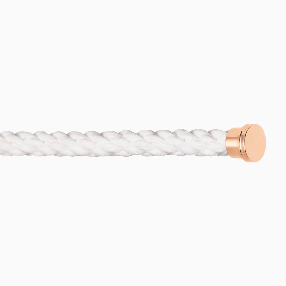 Large Fred white cable with pink gold plated stainless steel end caps