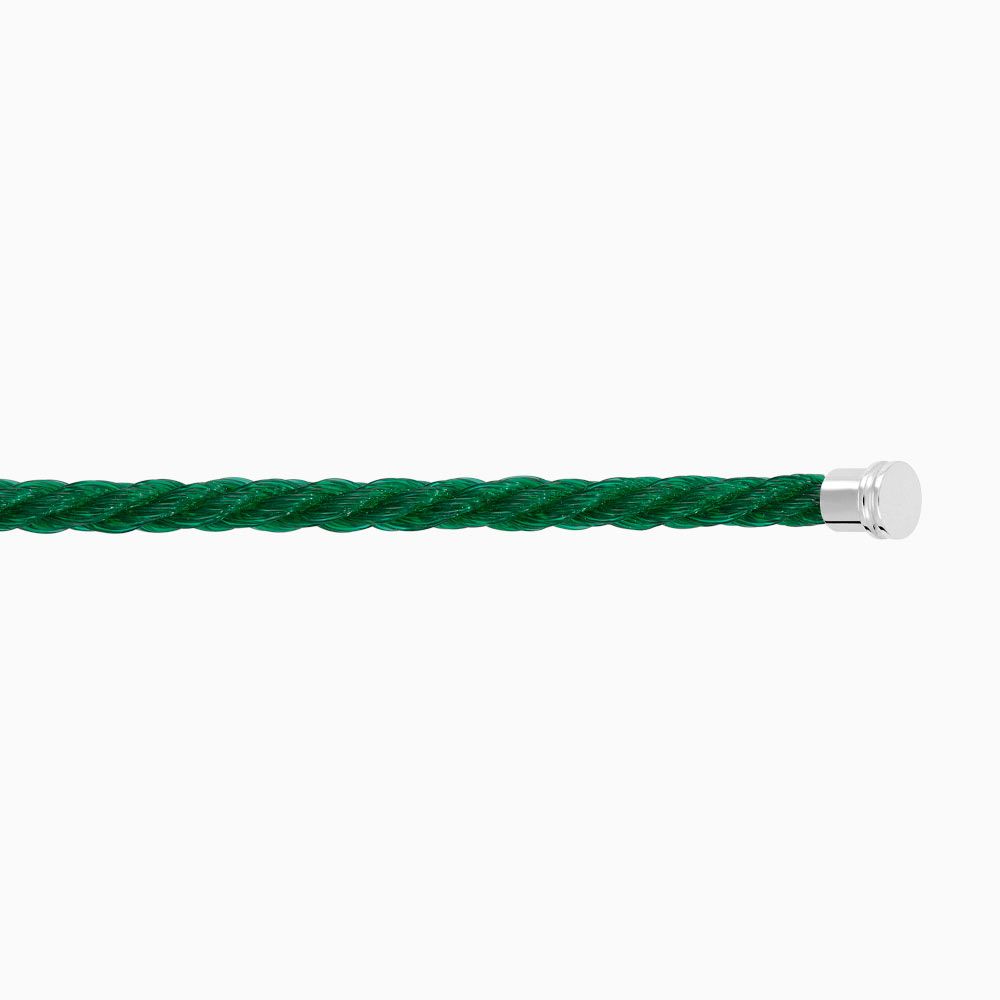 Cordón Fred mediano verde esmeralda con motivo de acero inoxidable