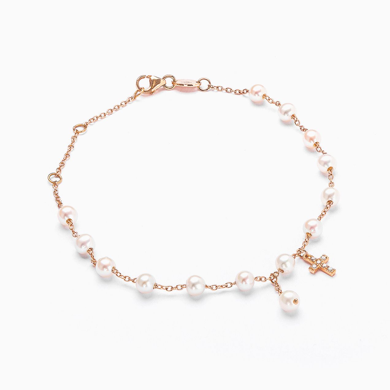 Pearls and Cross Bracelet