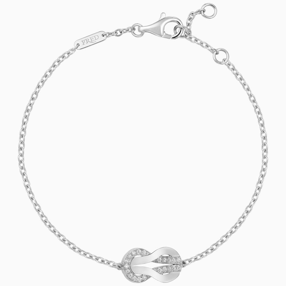 Pulsera mediana Fred Chance Infinie de oro blanco con diamantes 