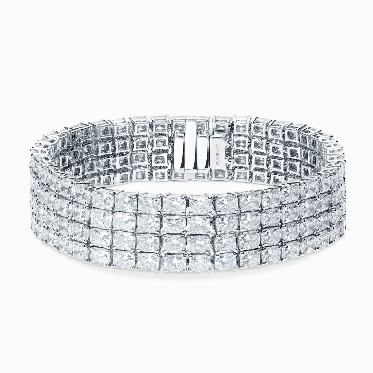 Four-row white gold riviere bracelet with diamonds