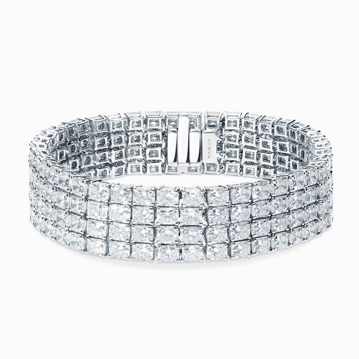 Pulsera riviere de cuatro filas de oro blanco con diamantes