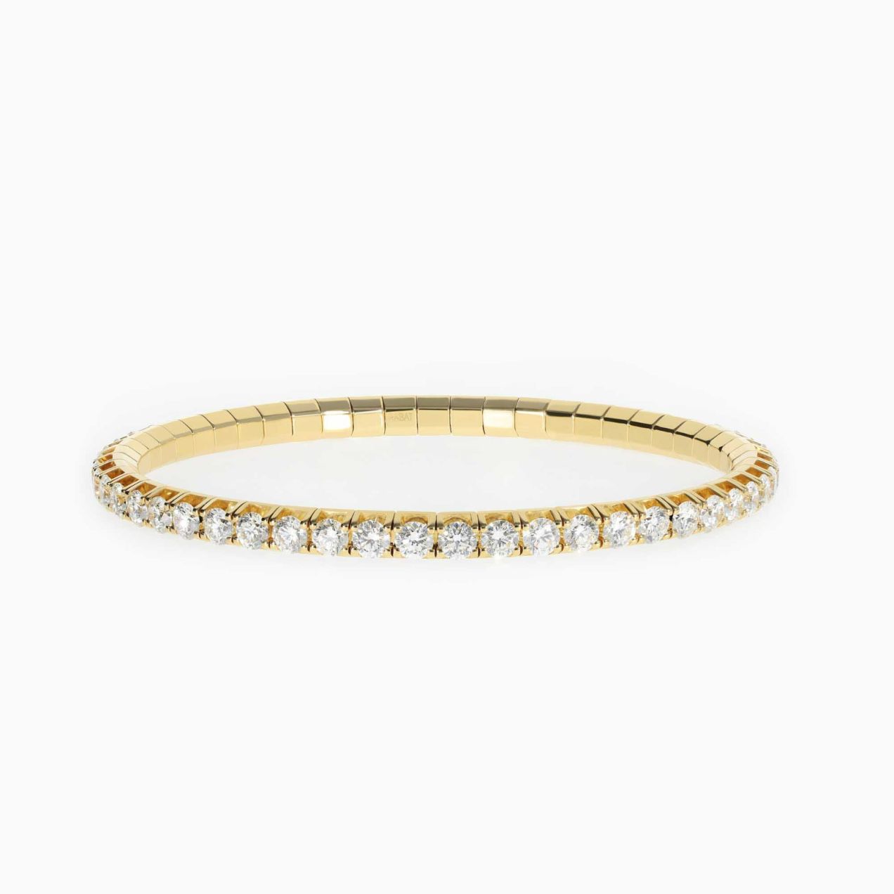 Yellow gold riviere bracelet with brilliant cut white diamonds