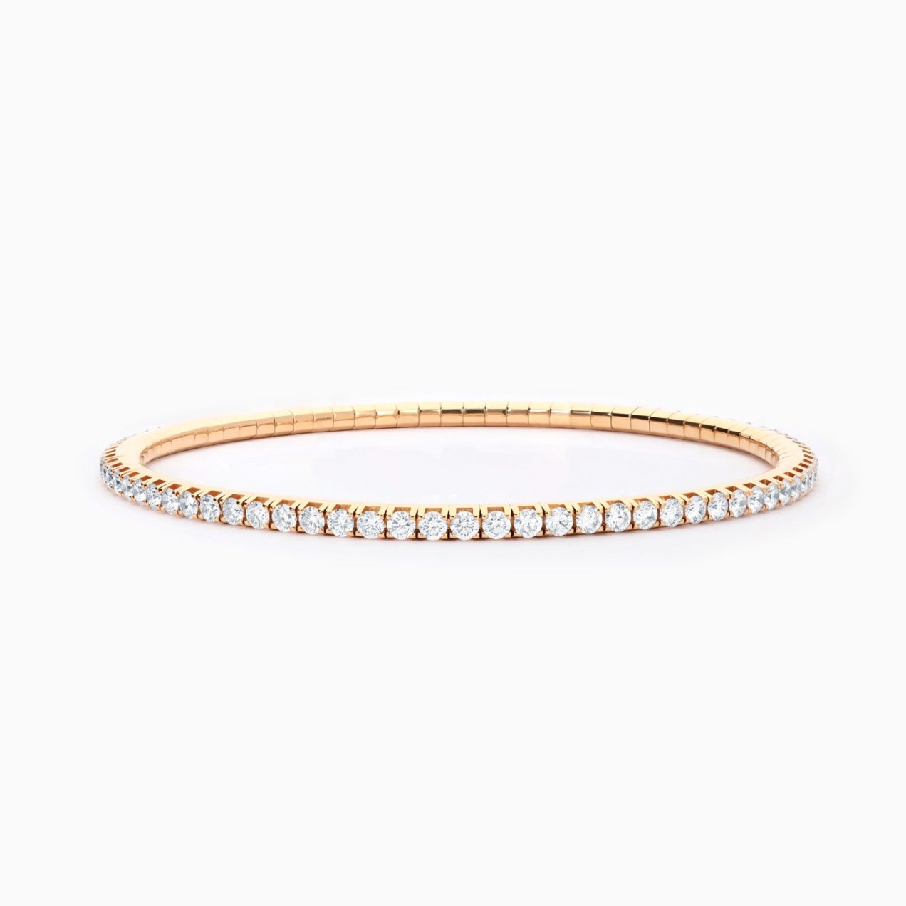 Pulsera rivière elástica de oro rosa con diamantes