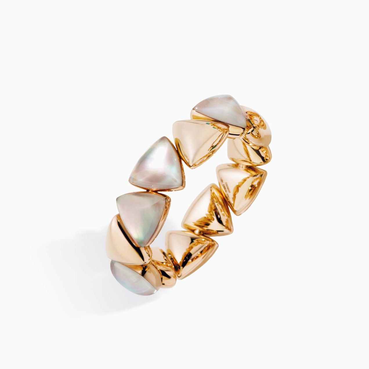 Vhernier freccia rose gold bracelet with quartz crystal and mother of pearl