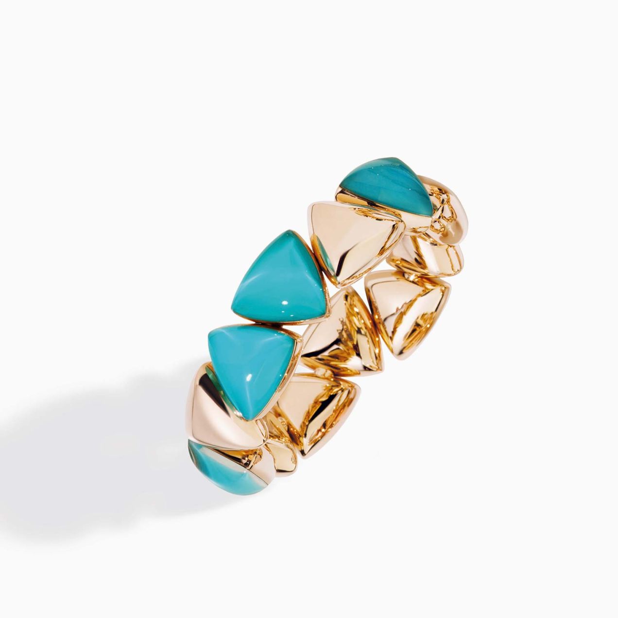 Vhernier freccia rose gold bracelet with quartz crystal and turquoise