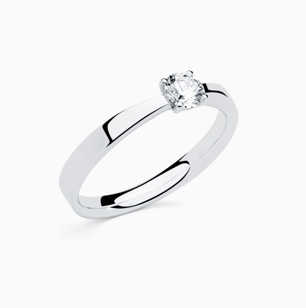 White gold with diamond in the center solitaire ring RABAT Poetic