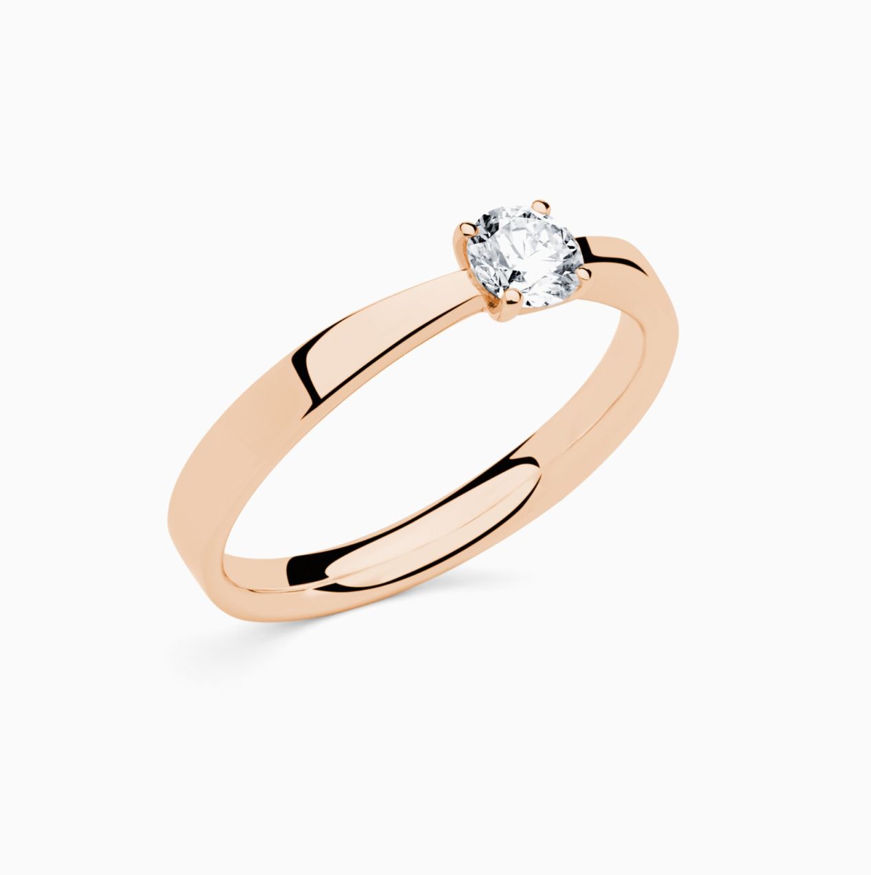 White gold with diamond in the center solitaire ring RABAT Poetic