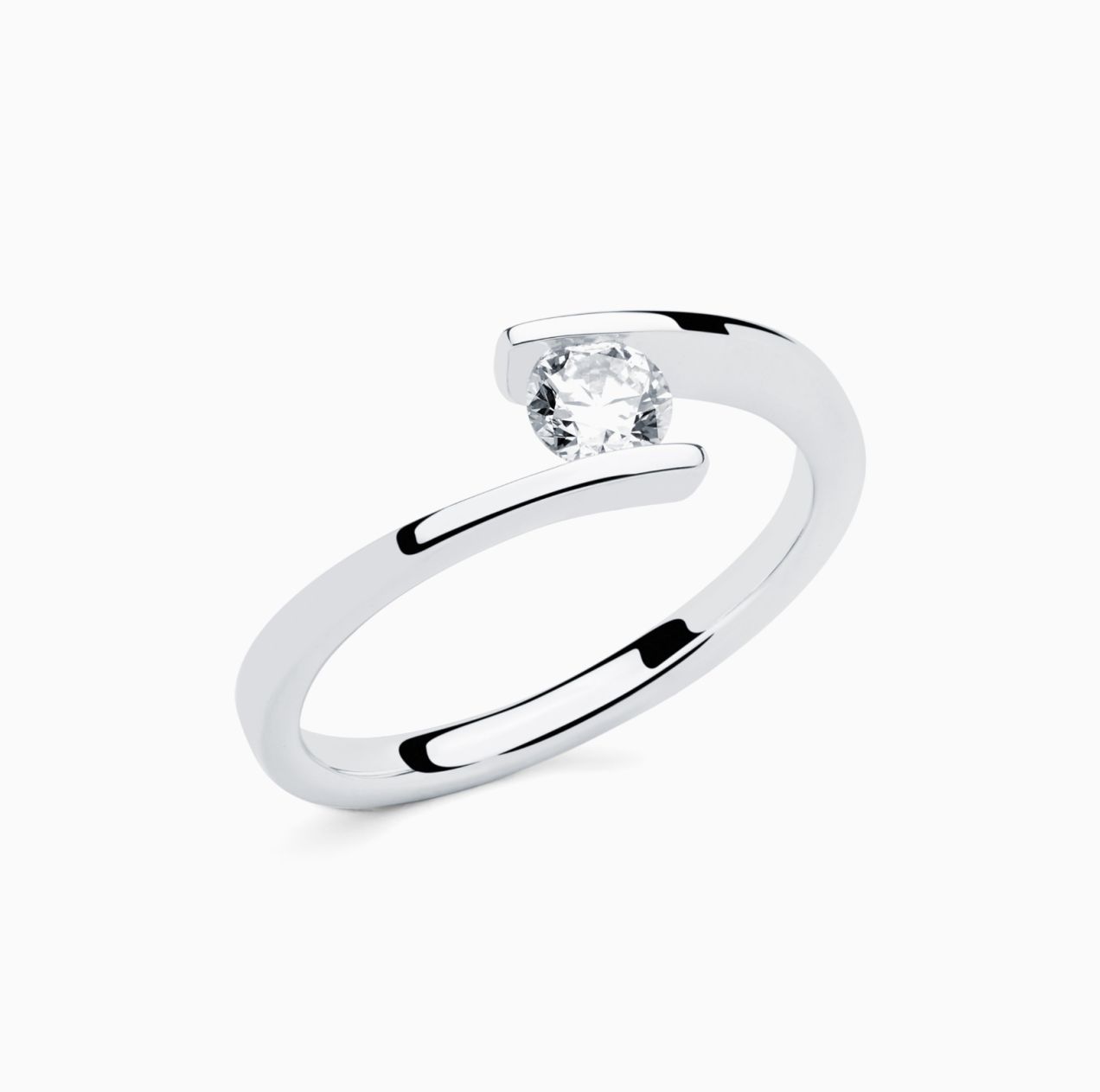 White gold with diamond in the center solitaire ring RABAT Bridge of Love