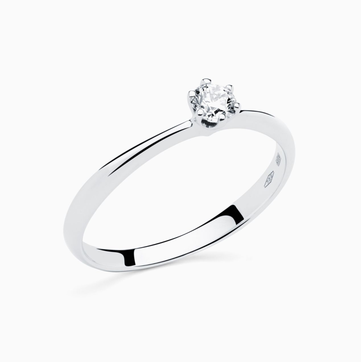 White gold with diamond in the center solitaire ring RABAT Rose