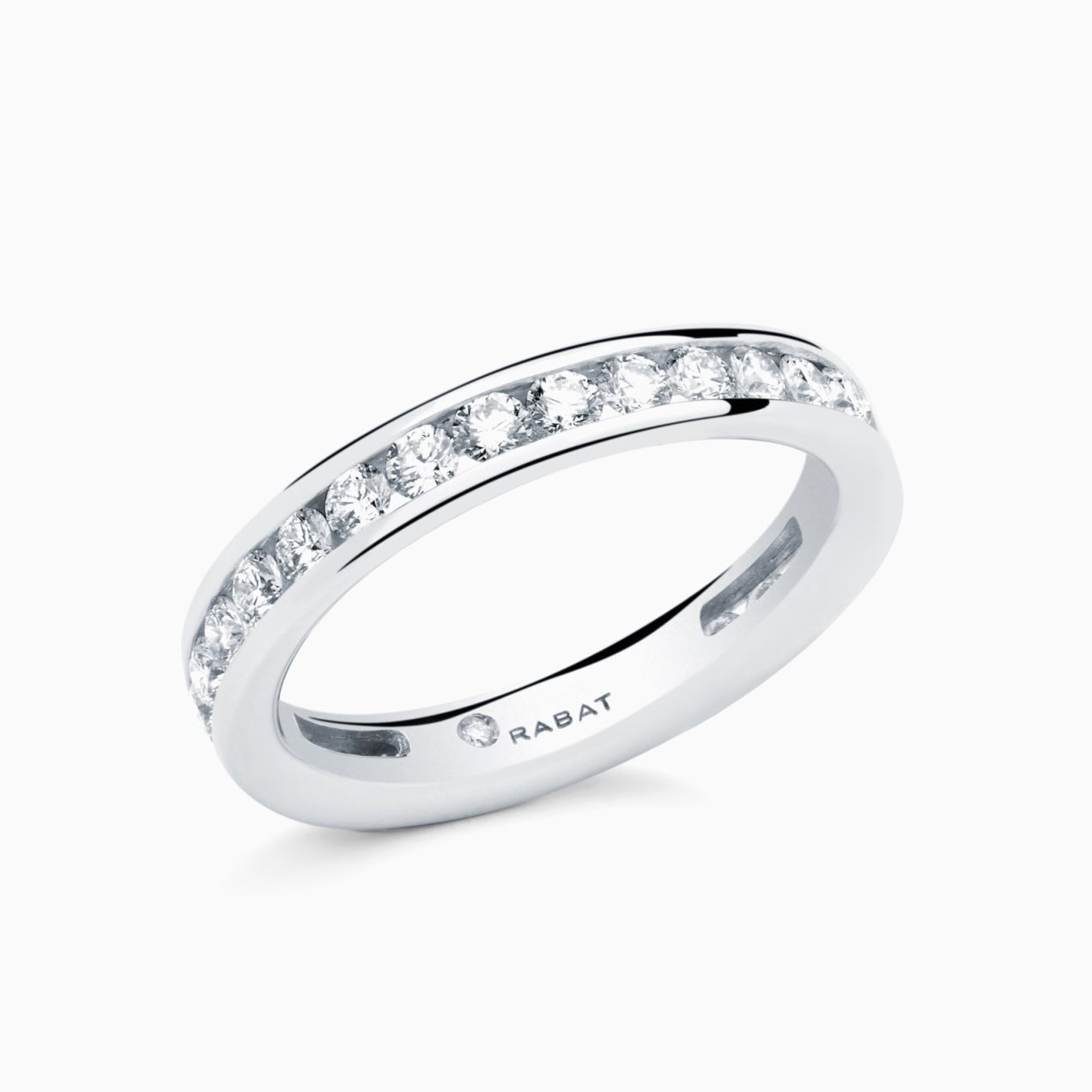 Anillo alianza de compromiso de oro blanco con diamantes