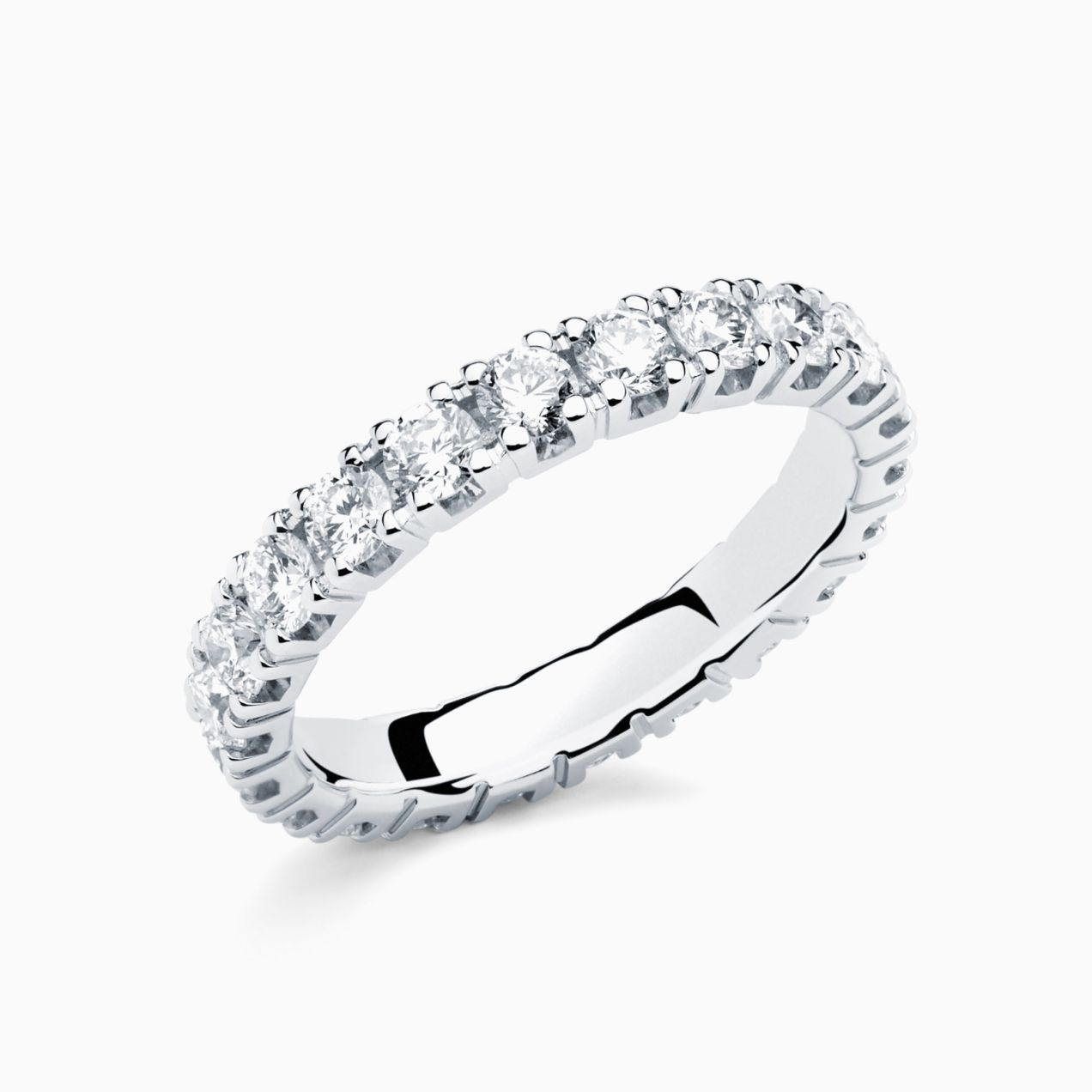 Anillo alianza de compromiso de oro blanco con diamantes