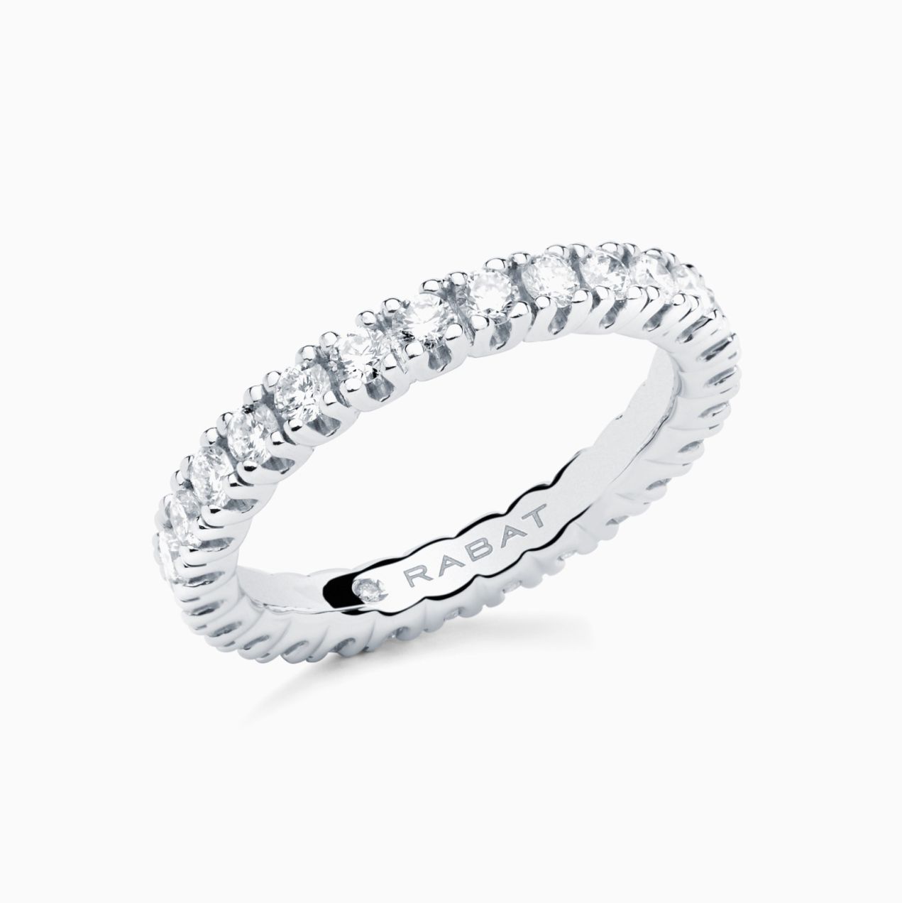 Anillo alianza de compromiso de oro blanco con diamantes