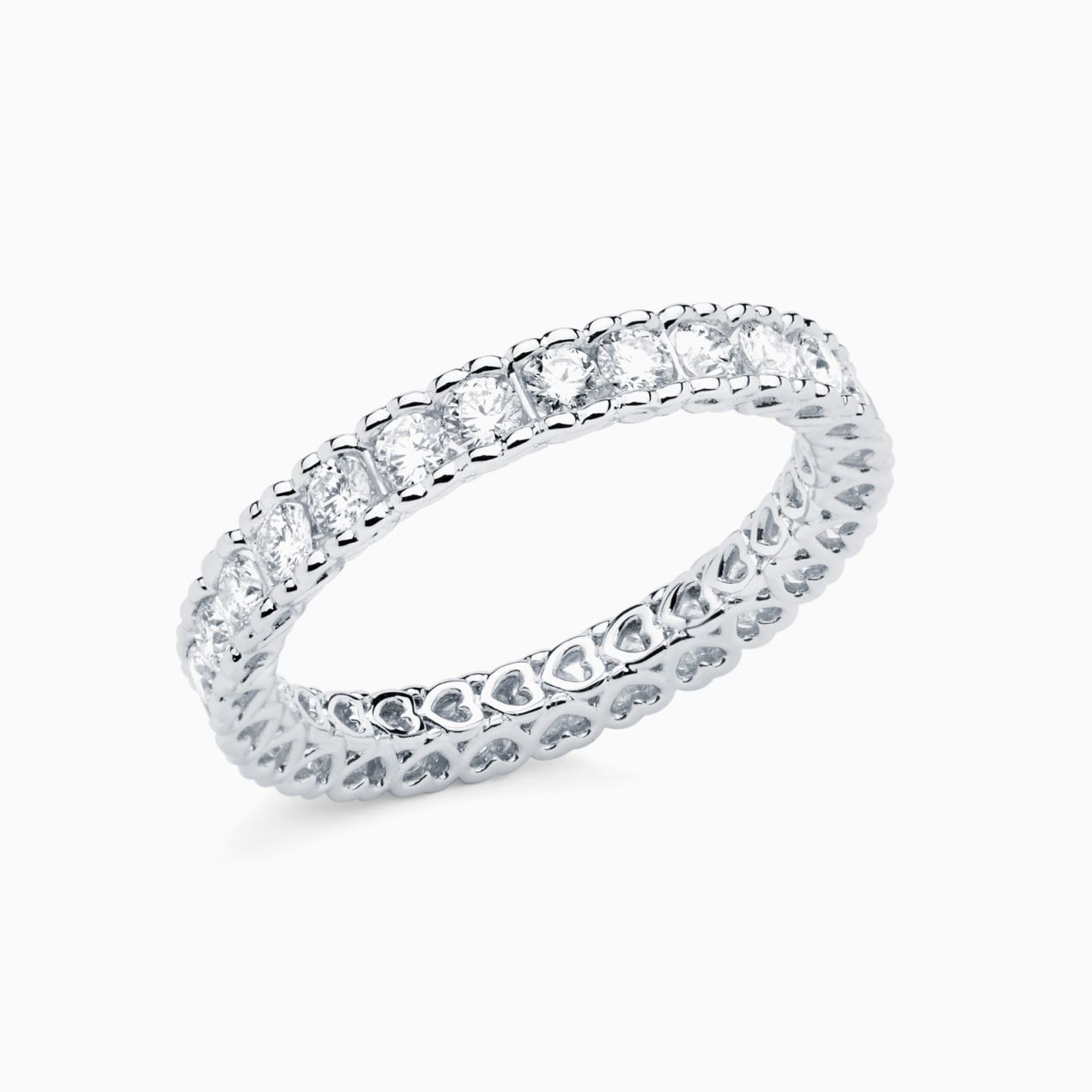 Anillo alianza de compromiso de oro blanco con diamantes