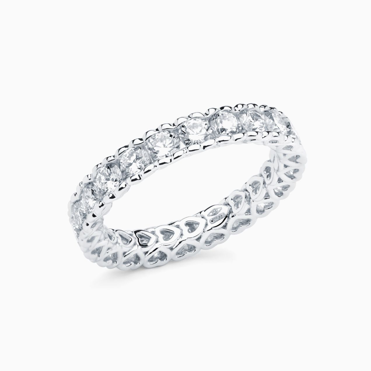 Anillo alianza de compromiso de oro blanco con diamantes
