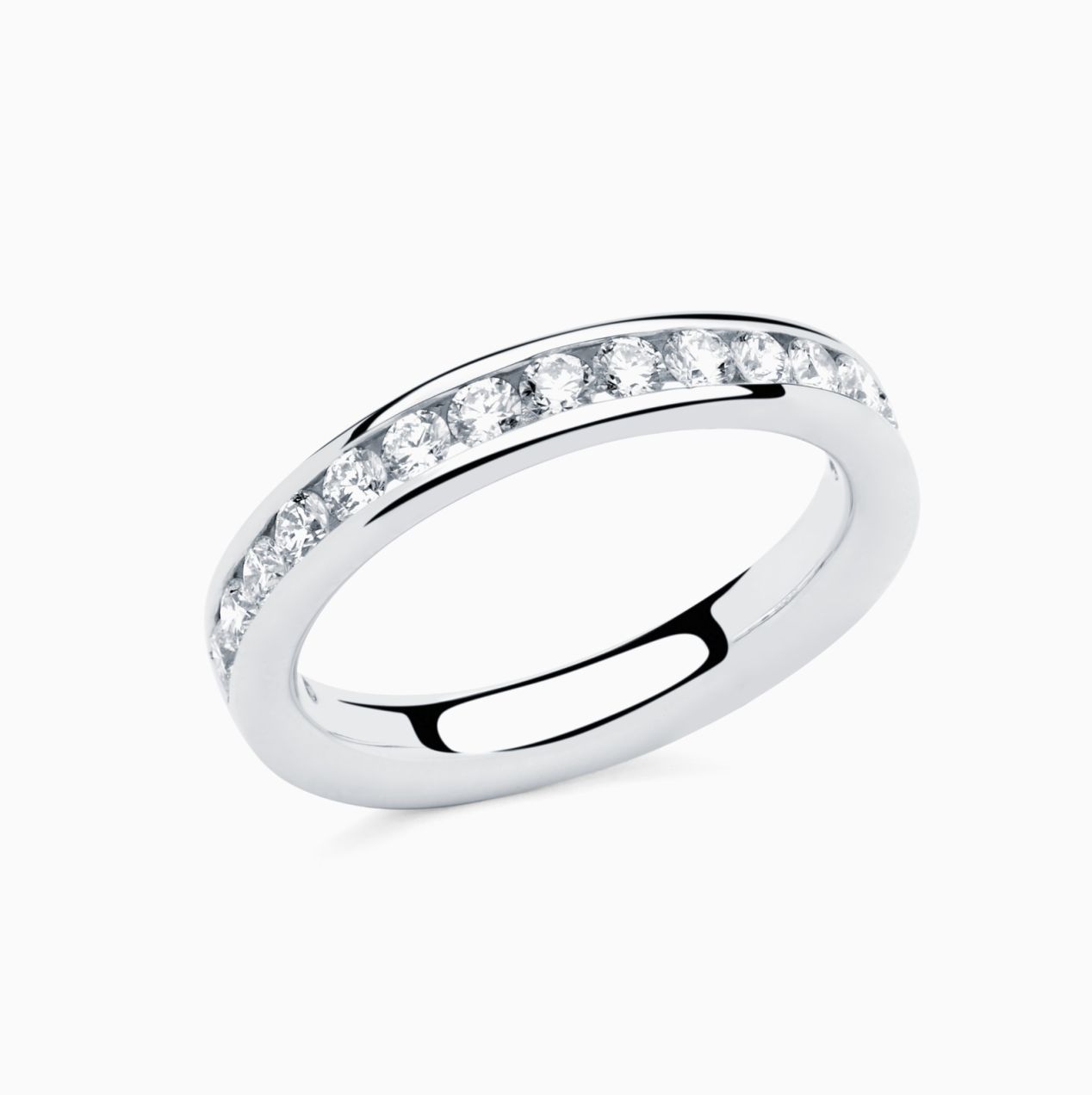 Anillo media alianza de compromiso con diamantes Rabat Bridge Of Love