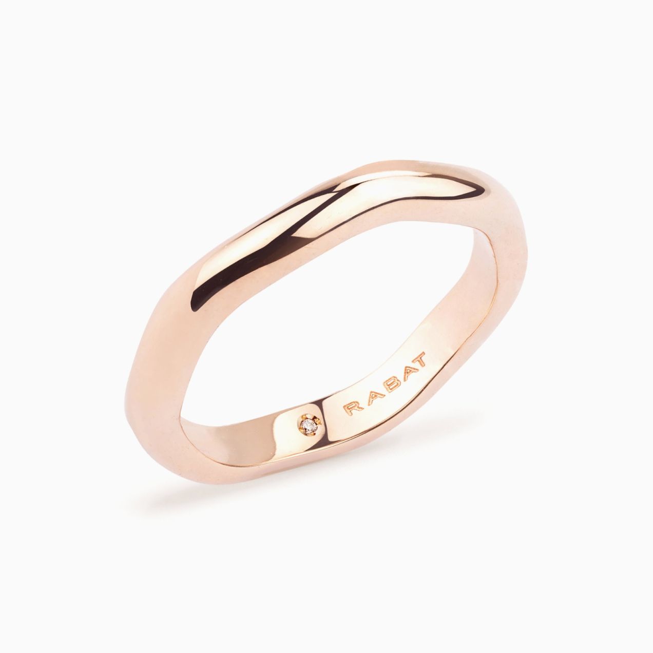 Pink gold waves wedding ring