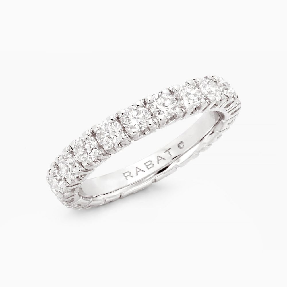 Anillo alianza de compromiso de oro blanco con diamantes de 0.10 Cts/u en Joyería RABAT