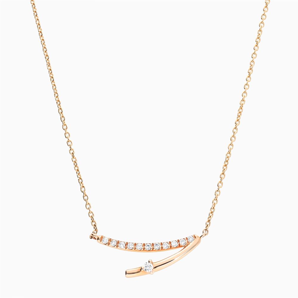 Pink gold rivière pendant with diamonds