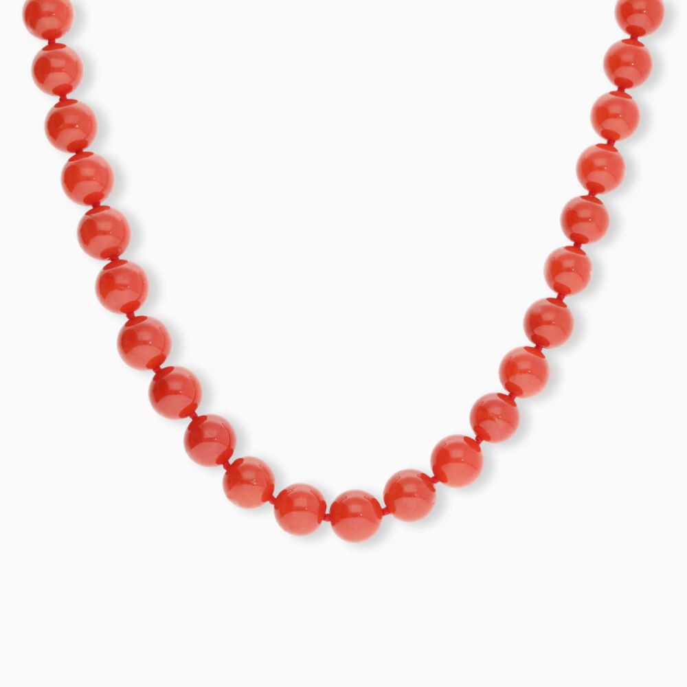 Collar con bolas de coral y oro rosa