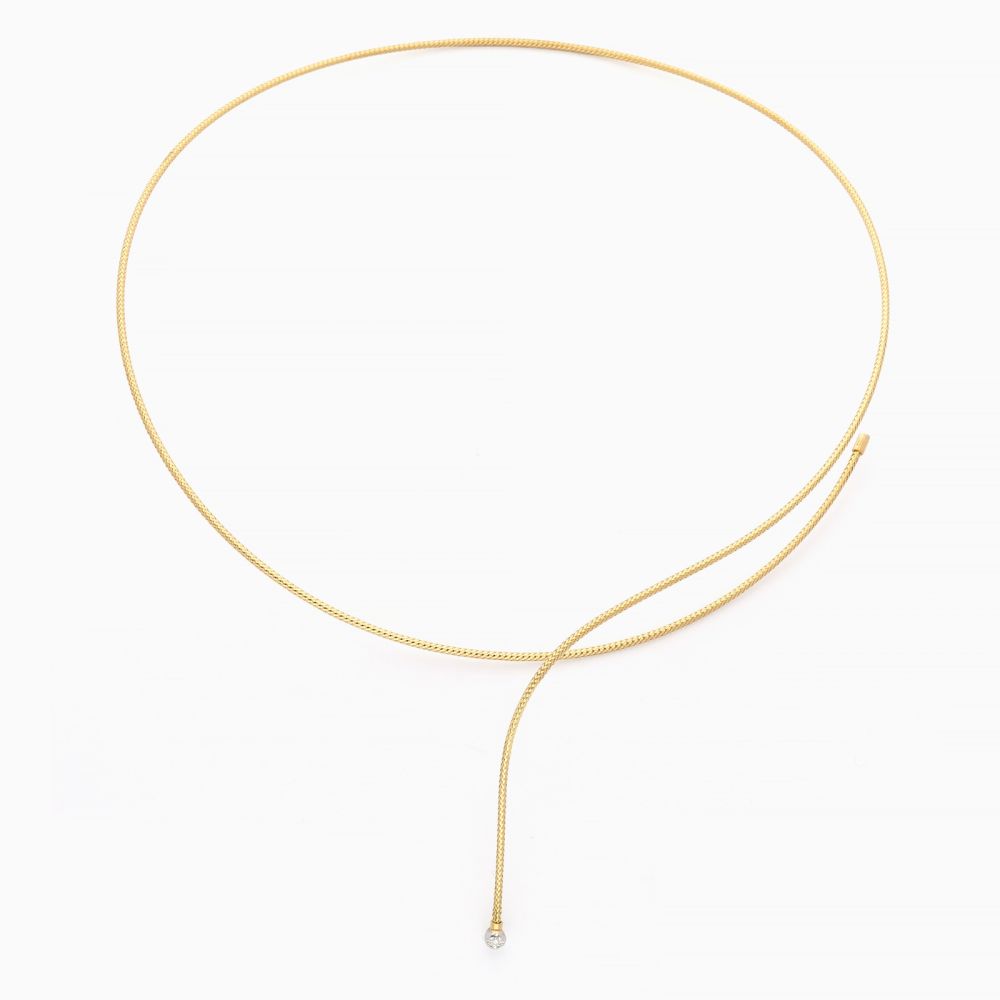 Collar tubogas abierto de oro amarillo con diamantes en Joyería RABAT