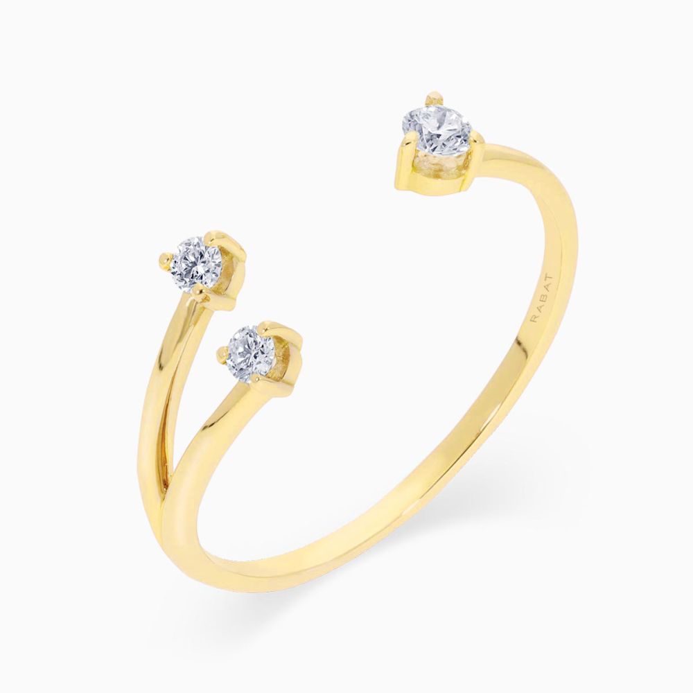 Anillo abierto de oro amarillo con diamantes en joyería RABAT.