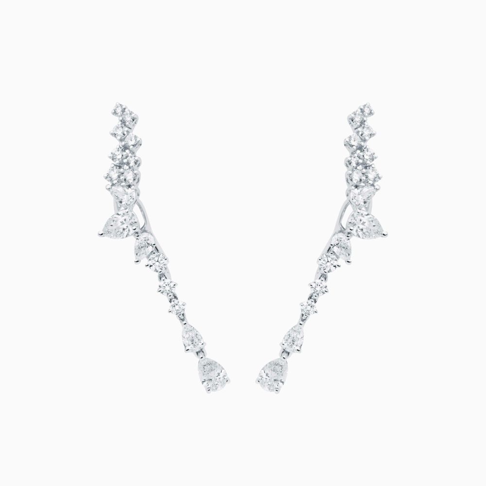 Pendientes ear cuff de oro blanco con diamantes