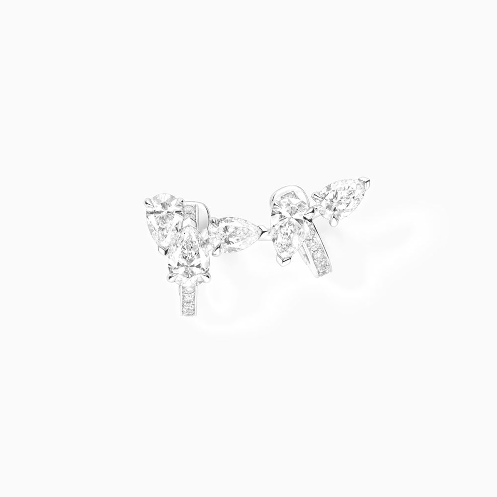 Pendiente Repossi Serti sur Vide de oro blanco con 5 diamantes