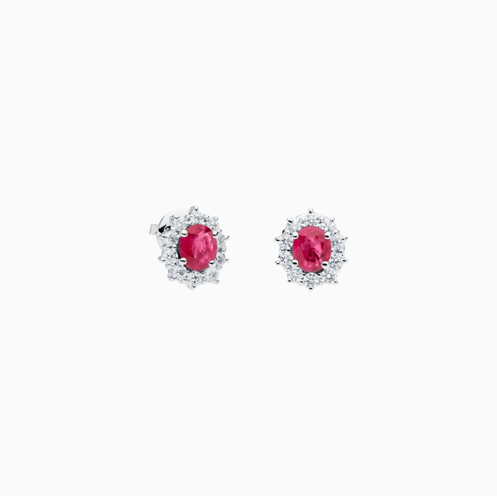 Pendientes de oro blanco con rubíes y diamantes